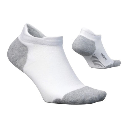 Feetures Unisex Elite Max Cushion No Sho Socks in White Color