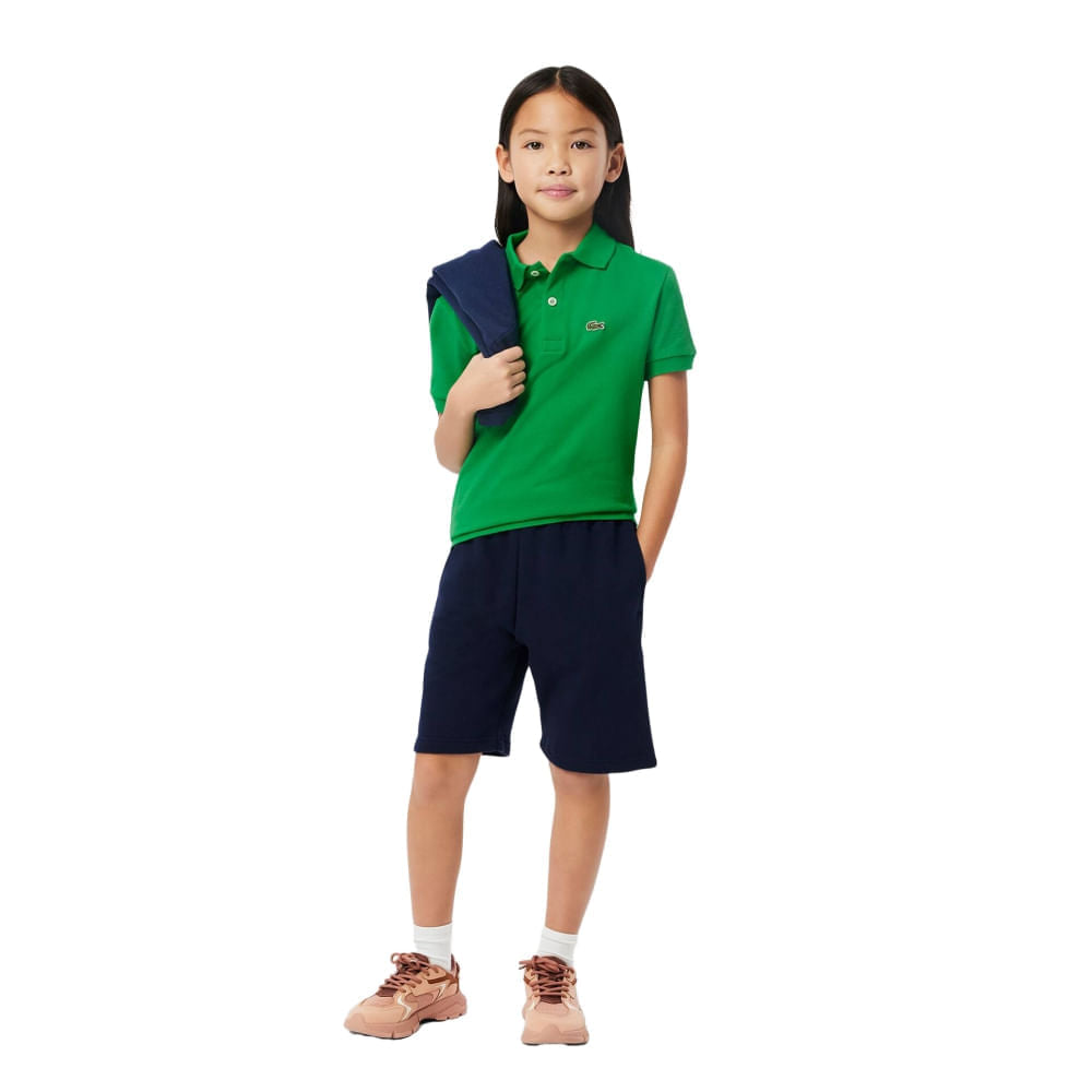 Lacoste Kids Pique Polo Tops in Green Color
