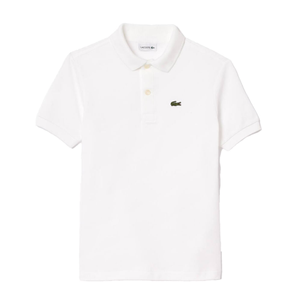 Lacoste Kids Pique Polo Tops in White Color