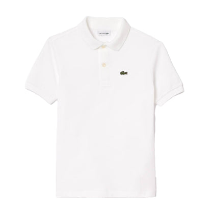 Lacoste Kids Pique Polo Tops in White Color