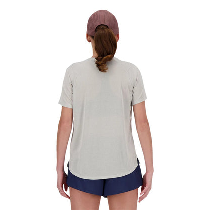New Balance Womens Athletics T-Shirt Tops in White Color