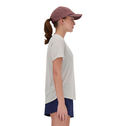 New Balance Womens Athletics T-Shirt Tops in White Color