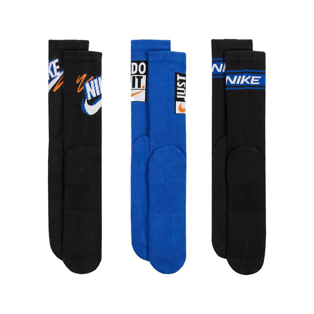 Nike Unisex 3Pk Pls Crew Sport Socks in Multi Color
