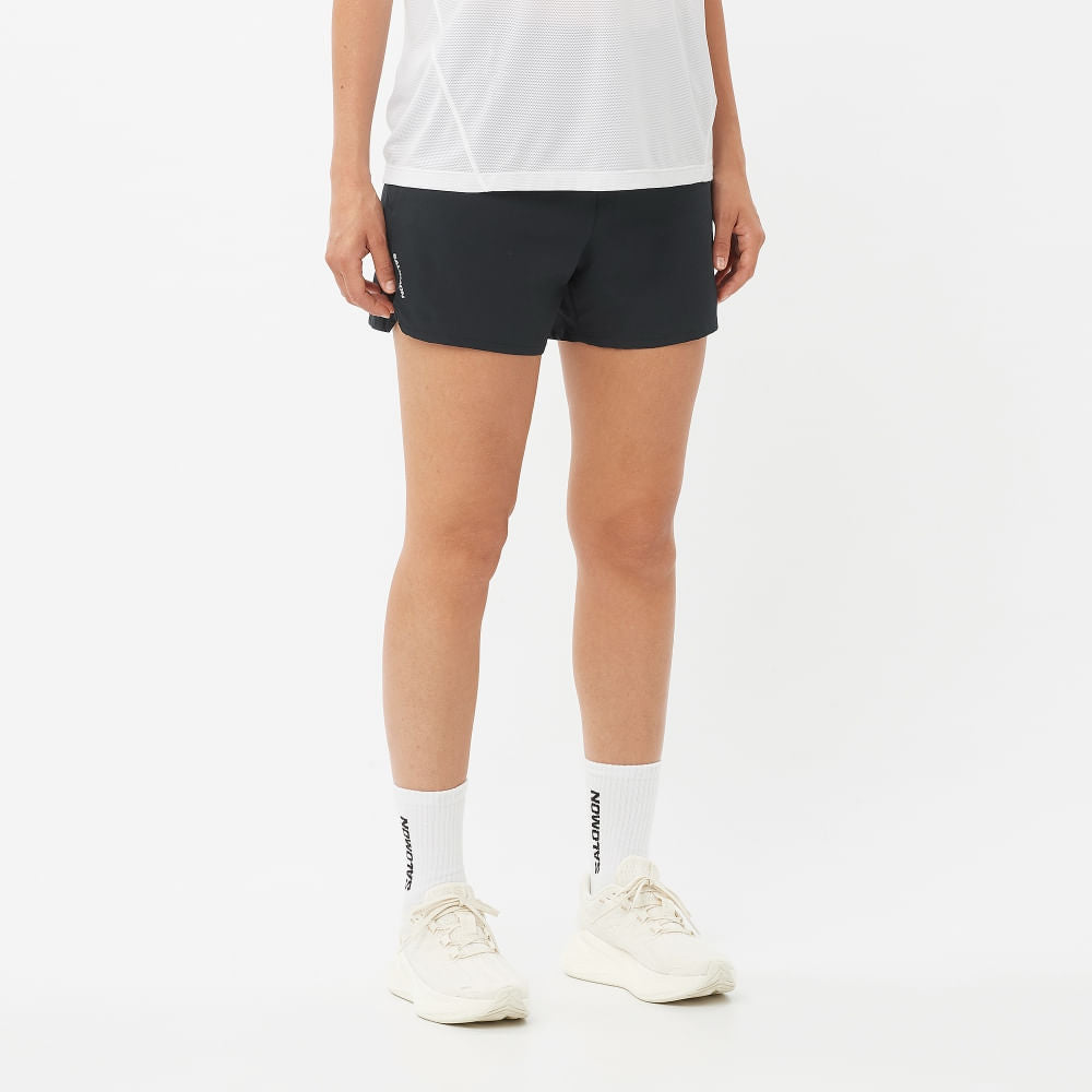 Salomon Womens Shkout Shorts 4 W Shorts in Black Color