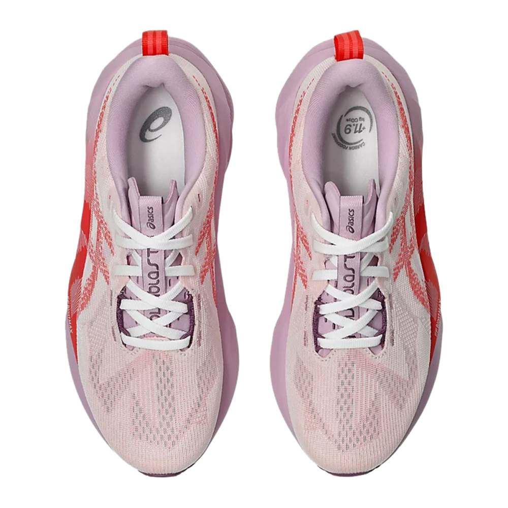 Asics Womens Novablast 5 Shoes | WHITE/CORAL REEF – Paragon Sports