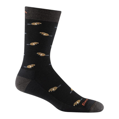 Darn Tough Vermont Mens Sawtooth Light Crew Socks in Black Color