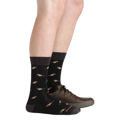 Darn Tough Vermont Mens Sawtooth Light Crew Socks in Black Color