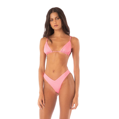 Maaji Swimwear Womens Regular Rise Double V Swimsuits in Pink Color