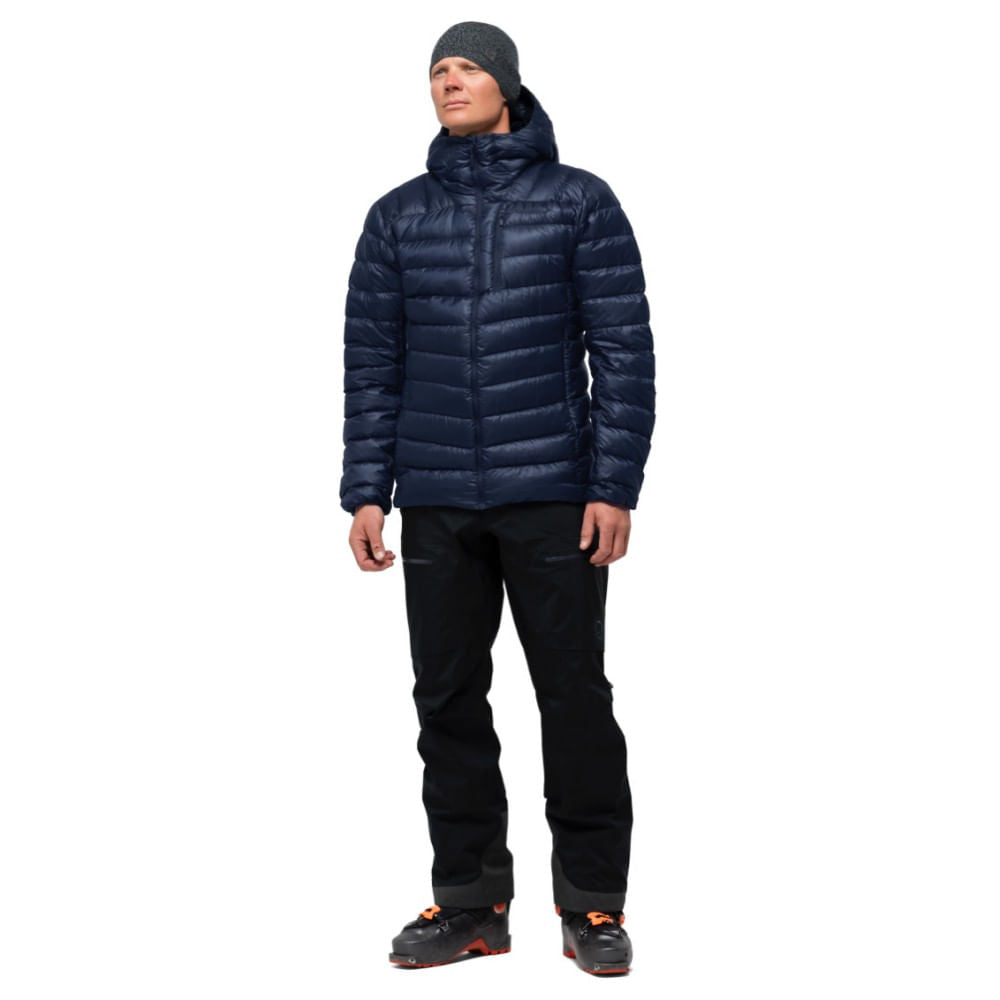 Norrona Mens Lyngen Down850 Hood Midlayer in Blue Color