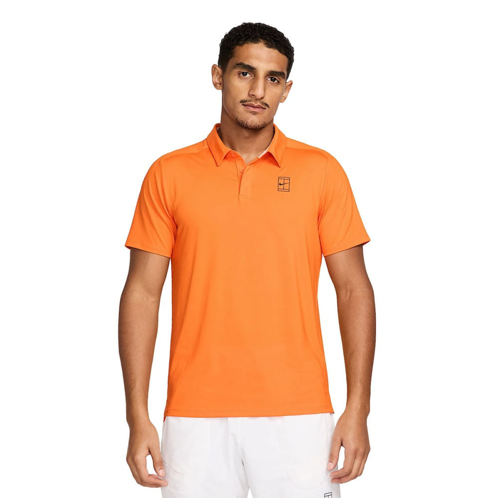 Nike Mens Nikecourt Advantage Polo Tops in Orange Color