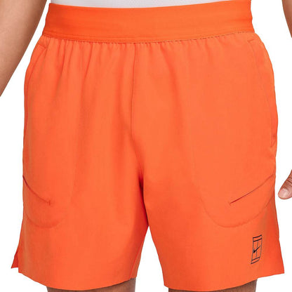 Nike Mens Nikecourt Advantage Shor Shorts in Orange Color