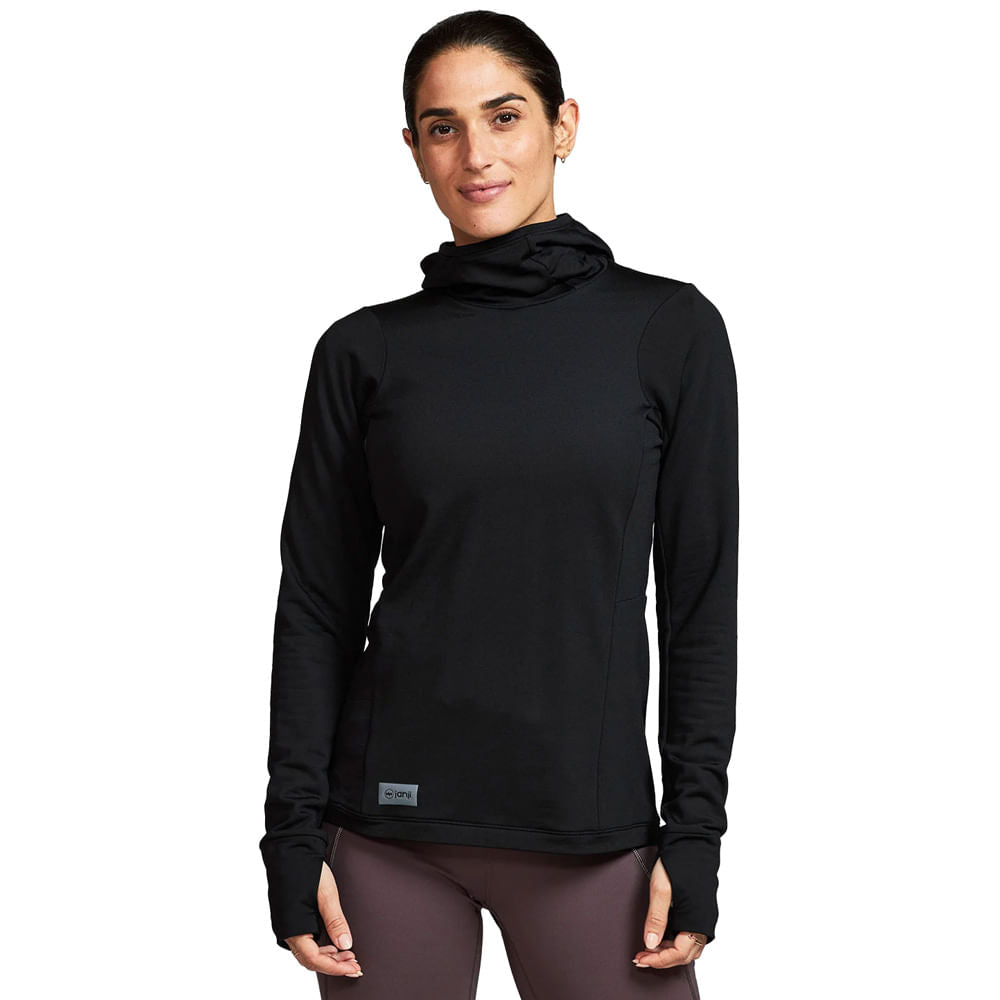 Janji Womens Rover Merino Hoodie Pullover in Brown Color
