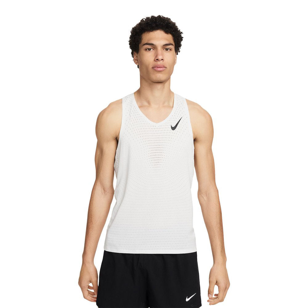 Nike Mens Aeroswift Singlet | SUMMIT WHITE/BLA – Paragon Sports
