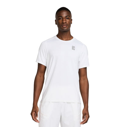 Nike Mens Nikecourt Advantage Tee Tops in White Color