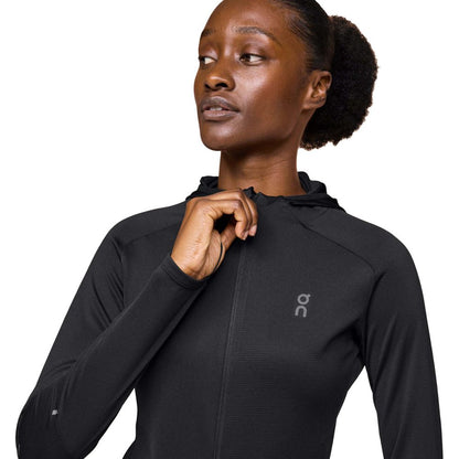 On Womens Climate Zip Hoodie Running Jackets in Black Color