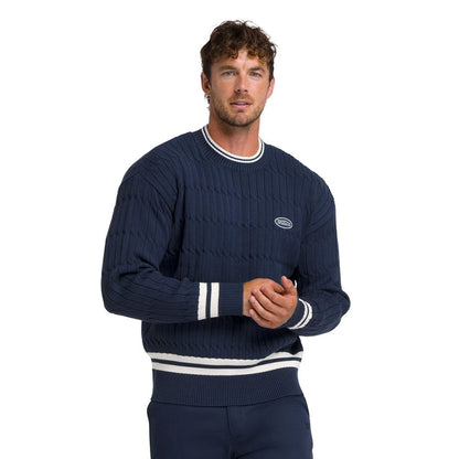 Wilson Mens Cable Crew Pullover in Blue Color