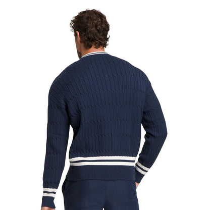 Wilson Mens Cable Crew Pullover in Blue Color