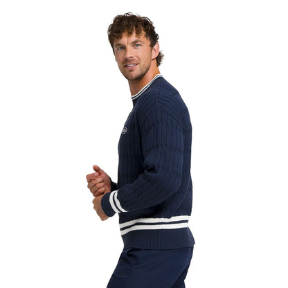Wilson Mens Cable Crew Pullover in Blue Color