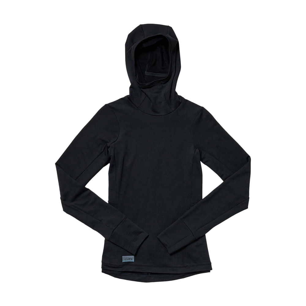 Janji Womens Rover Merino Hoodie Pullover in Black Color