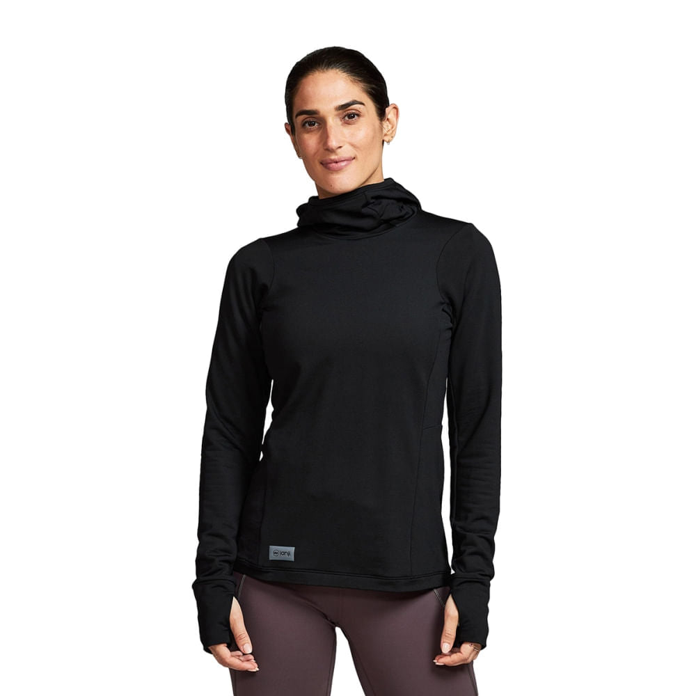 Janji Womens Rover Merino Hoodie Pullover in Black Color