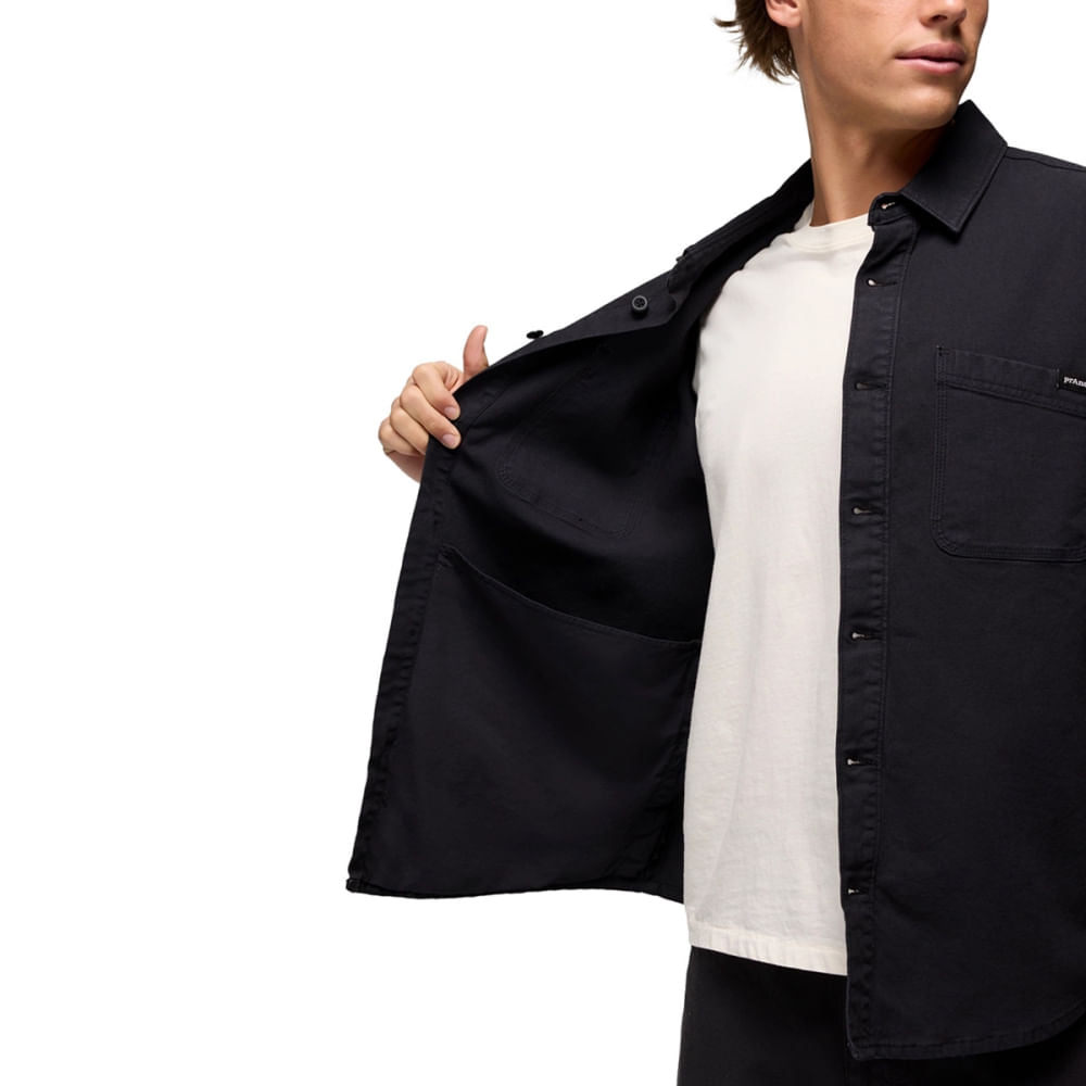 Prana Mens Rock Ridge Overshirt Midlayer in Black Color