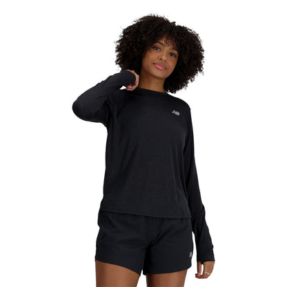 New Balance Womens Athletics Long Sleeve Tops in Grey Color