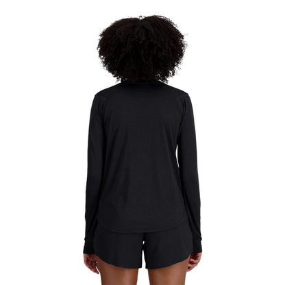 New Balance Womens Athletics Long Sleeve Tops in Grey Color