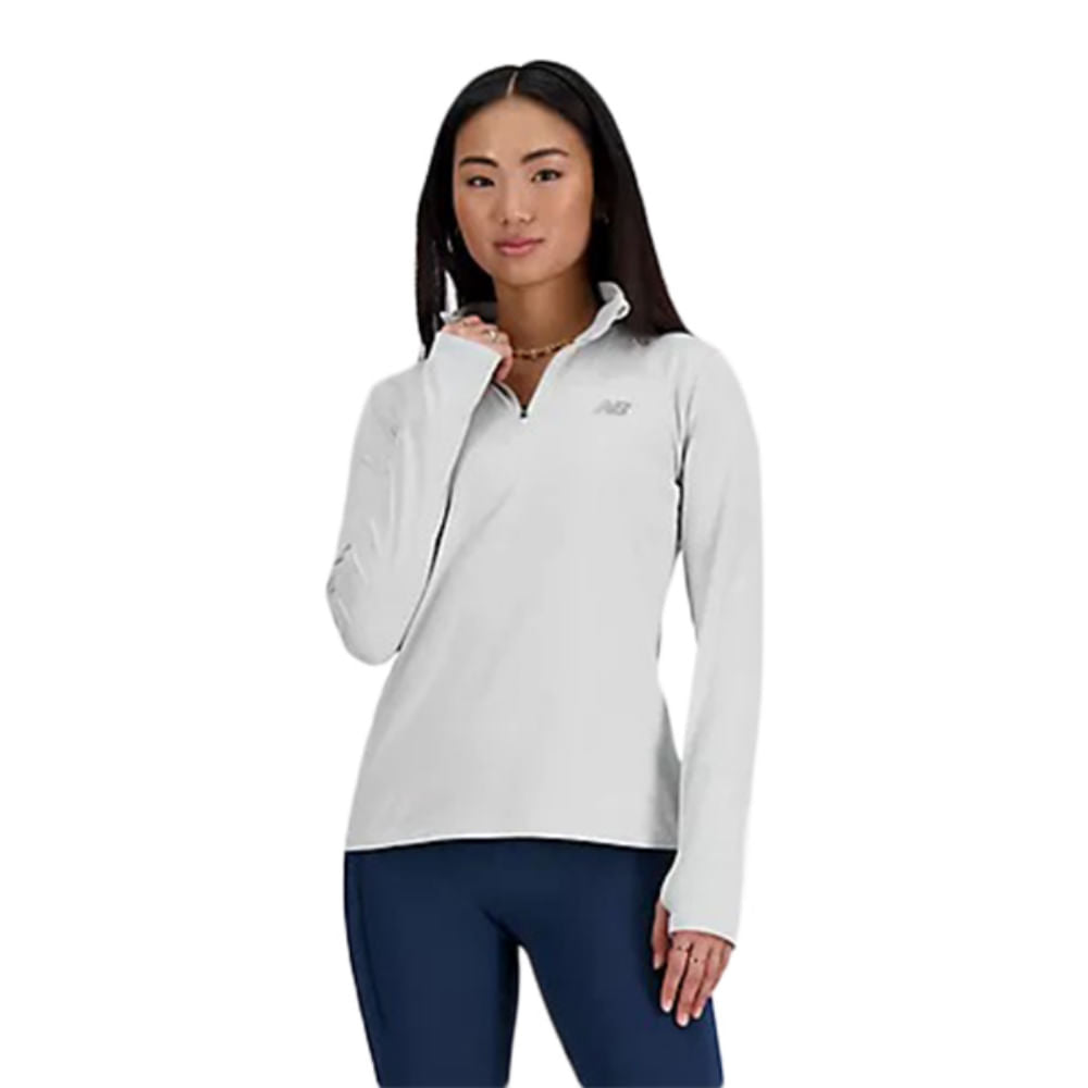 New Balance Womens Se Sd Quarter Zip Tops in Grey Color
