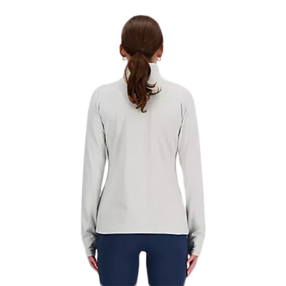 New Balance Womens Se Sd Quarter Zip Tops in Grey Color