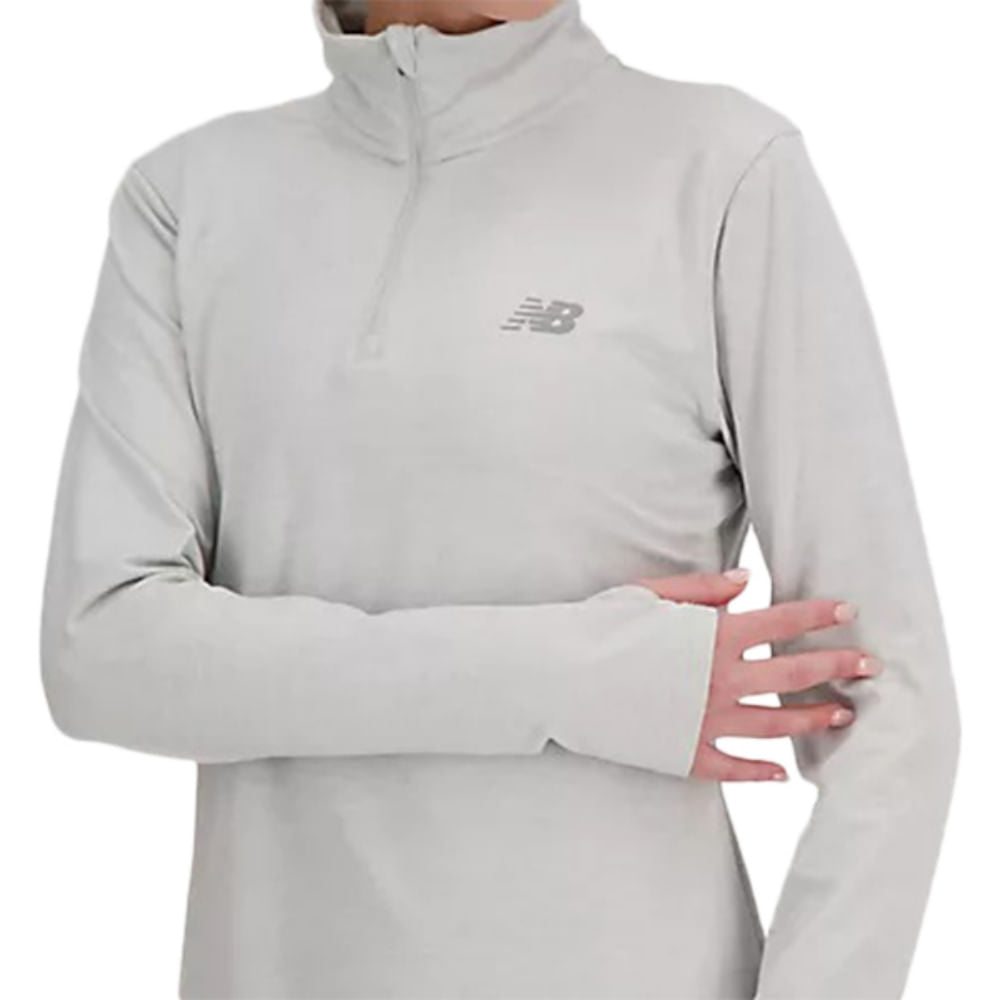 New Balance Womens Se Sd Quarter Zip Tops in Grey Color