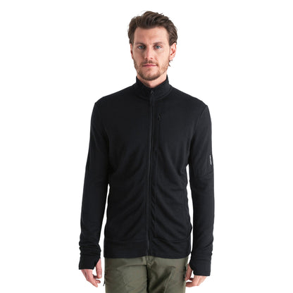 Icebreaker Mens 260 Quantum Ls Zpmeri Tops in Black Color