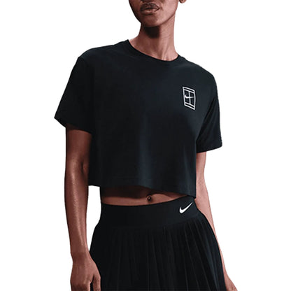 Nike Womens Nike Slam Crop Tee Tops in Black Color