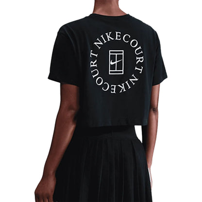 Nike Womens Nike Slam Crop Tee Tops in Black Color