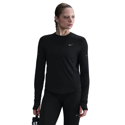 Nike Womens Swift Df UV Ls Crew Tops in Black Color