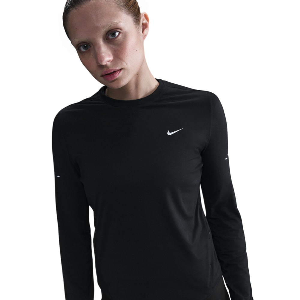 Nike Womens Swift Df UV Ls Crew Tops in Black Color