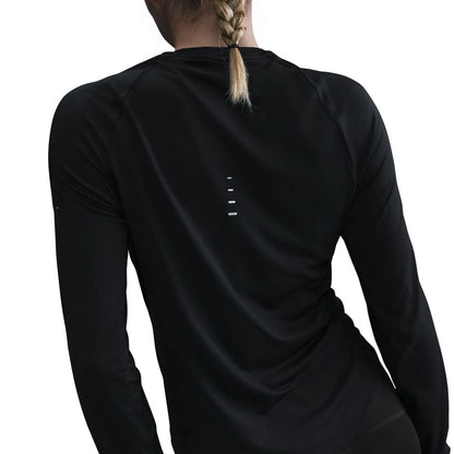 Nike Womens Swift Df UV Ls Crew Tops in Black Color