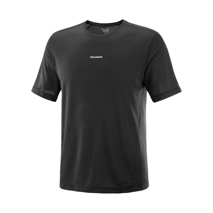 Salomon Mens Shkout Core short sleeve Tee M Tops in Black Color