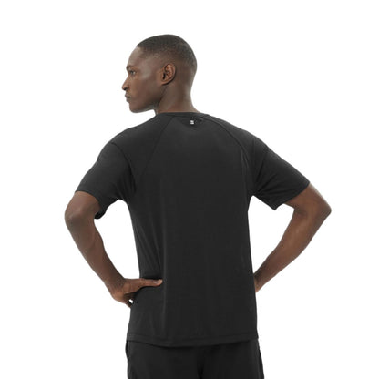 Salomon Mens Shkout Core short sleeve Tee M Tops in Black Color