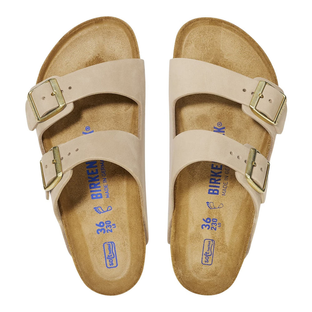 Birkenstock Womens Arizona Soft Footbed Sandals in Khaki Color