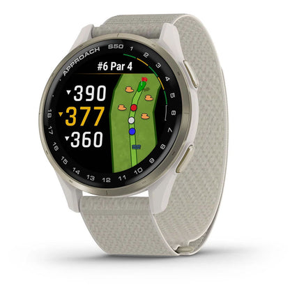 Garmin Unisex Aproach S50 Gold Ivory Smart Watches in White Color
