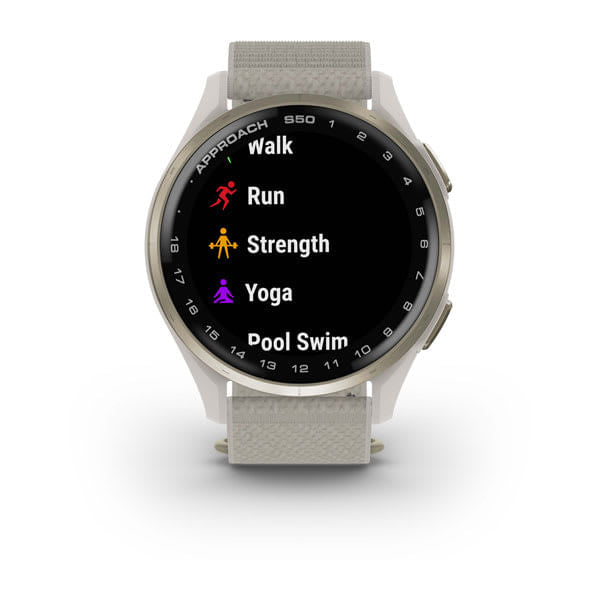 Garmin Unisex Aproach S50 Gold Ivory Smart Watches in White Color