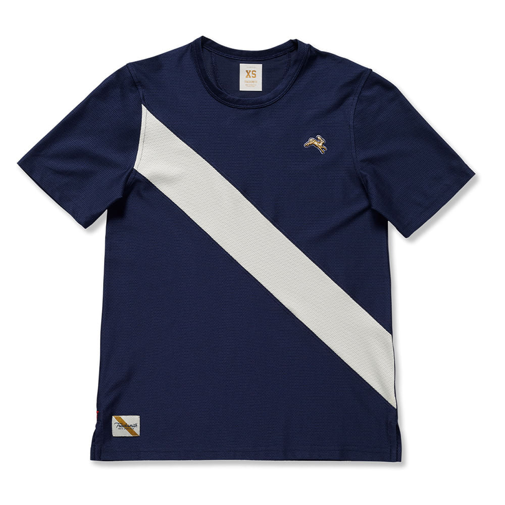 Tracksmith Womens Van Cotlandt Tee Tops in Blue Color