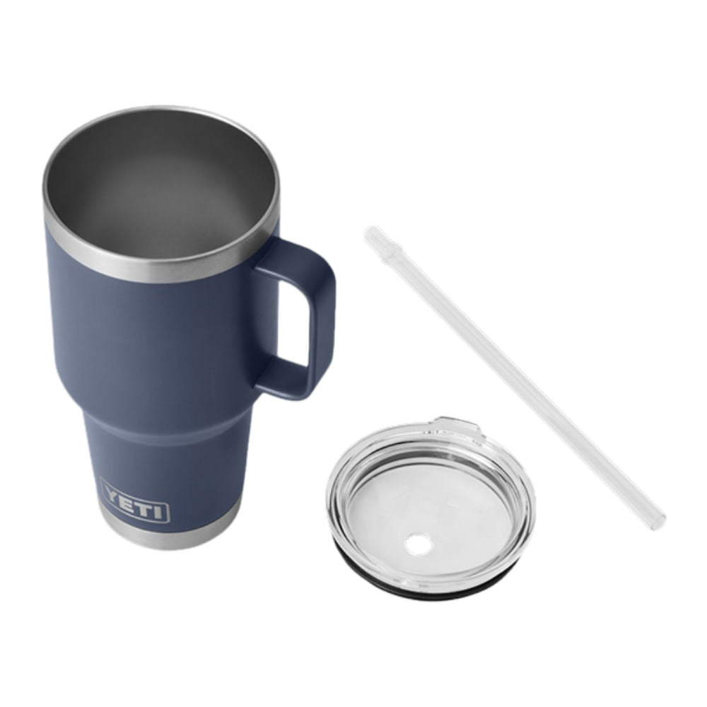 Yeti Rambler 35 Oz Straw Mug Water Bottles in Blue Color
