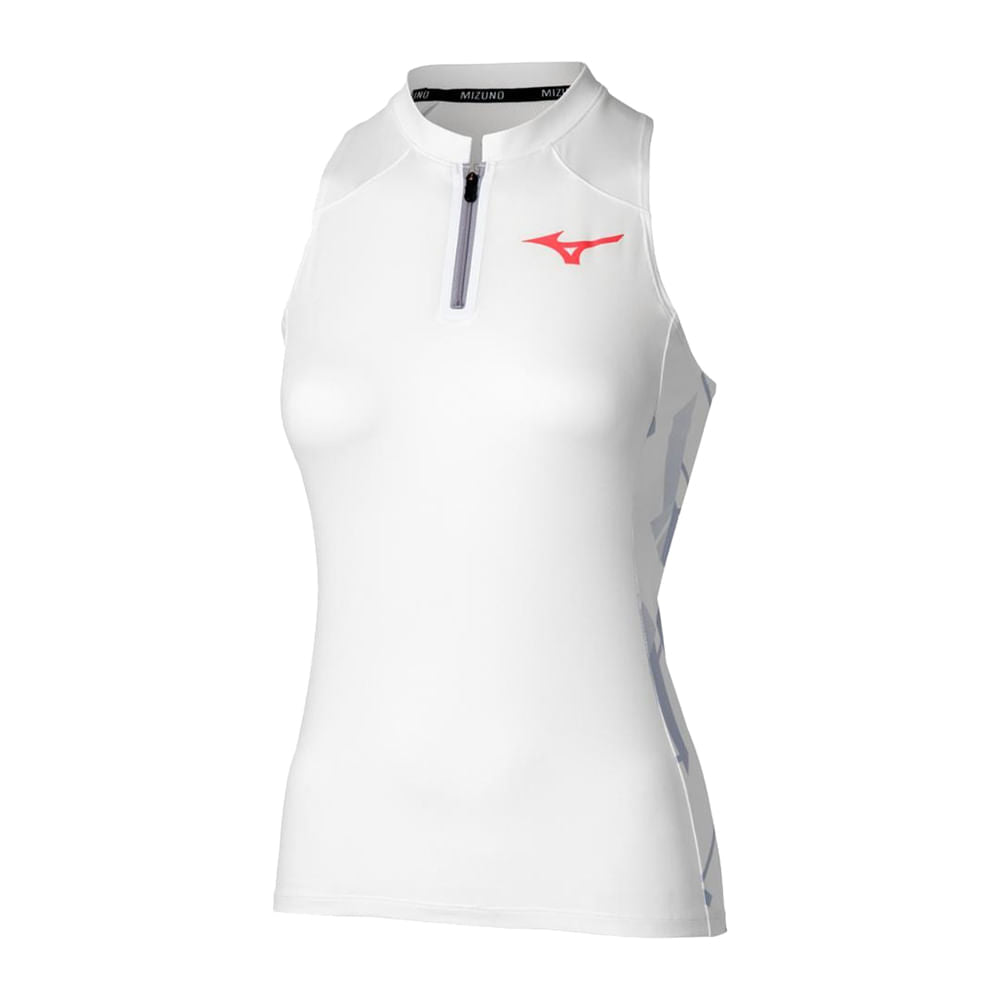 Mizuno Womens Printed Tank Tops in White Color