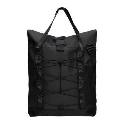 Rains Unisex Trail Rolltop Tote Bag in Black Color