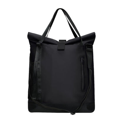 Rains Unisex Trail Rolltop Tote Bag in Black Color