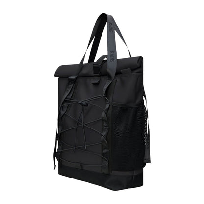 Rains Unisex Trail Rolltop Tote Bag in Black Color