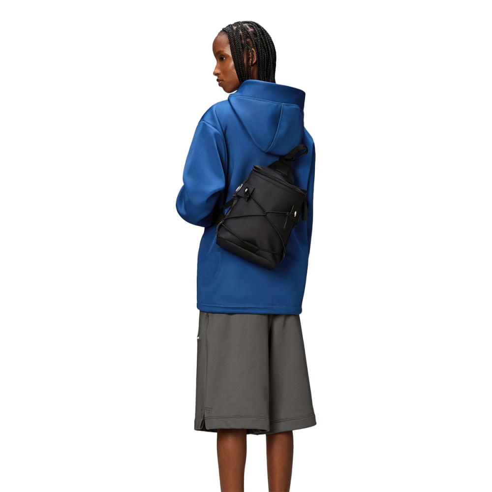 Rains Unisex Trail Cord Sling Bag in Black Color
