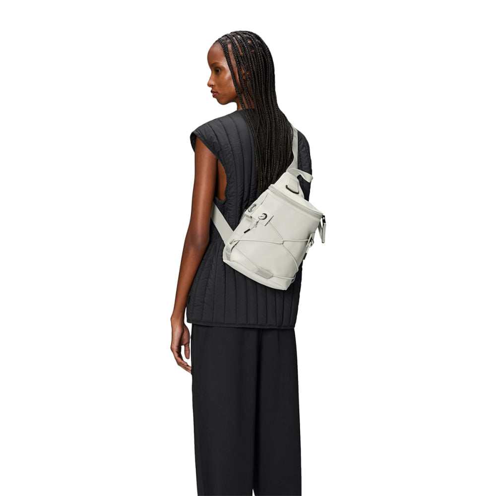 Rains Unisex Trail Cord Sling Bag in White Color