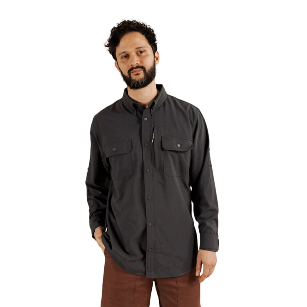 Livsn Mens Creek Shirt Tops in Grey Color